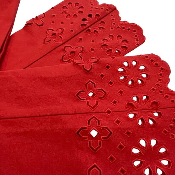 Derek Lam 10 Crosby Cropped Red Flare Pants Eyelet Hem  2P - Picture 3 of 12